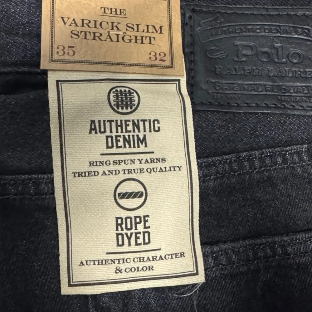 Polo by Ralph Lauren Black Straight Jeans with Distressed Design NEW. - Picture 7 of 7